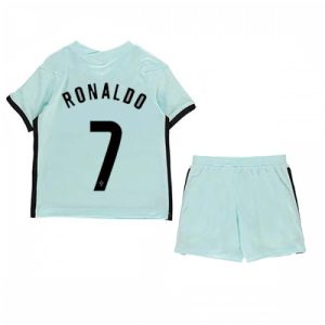 Portugal Cristiano Ronaldo #7 Replika Bortatröja EM 2020 Barn Kortärmad + Korta byxor