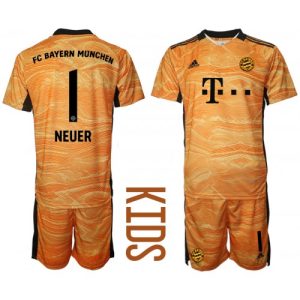 Bayern Munich Målvakt Manuel Neuer #1 Replika Hemmatröja Orange 2021/22 Barn Kortärmad (+ Korta byxor)