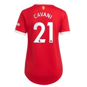 Billigt Manchester United Edinson Cavani #21 Replika Hemmatröja Damer 2021/22 Röd Kortärmad