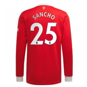 Billigt Manchester United Jadon Sancho #25 Replika Hemmatröja 2021/22 Röd Herr Långärmad For Rea