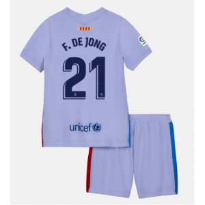 FC Barcelona Frenkie de Jong #21 Replika Bortatröja 2021/22 Barn Kortärmad (+ Korta byxor)
