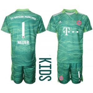 Fuball-Club Bayern München Målvakt Manuel Neuer #1 Replika Tredje Tröja Barn Grön 2021/22 Kortärmad (+ Korta byxor)