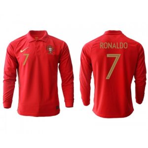 Portugal Cristiano Ronaldo #7 Replika Hemmatröja EM 2020 Långärmad Herr