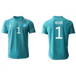 Tyskland Målvakt Manuel Neuer #1 Replika Hemmatröja Blå EM tröjor 2020 Herr Kortärmad