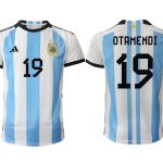 Argentina OTAMENDI #19 Hemmatröja FIFA World Cup Qatar 2022 Herr Fotbollströjor Vit blå Kortärmad