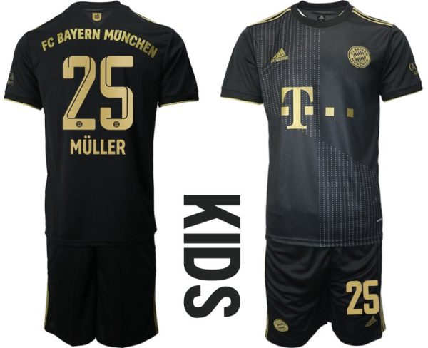 Billiga Fotbollströjor Bayern Munich Bortatröja Kortärmad barn med namn Müller 25