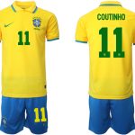 COUTINHO #11 Brasilien Herr Hemmatröja VM 2022 Kortärmad (+ Korta byxor)