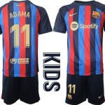 ADAMA #11 Barcelona Hemmatröja Barn 2022-23 Kortärmad + Korta byxor för Barn