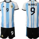 ALVAREZ #9 Argentina Hemmatröja VM 2022 Herr Kortärmad + Korta byxor