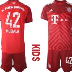 Billiga Fotbollströjor Bayern München Hemmatröja 2022 barn Kortärmad med tryck Musiala 42