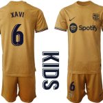FC Barcelona Bortatröja Barn 2022-23 Kortärmad + Korta byxor med tryck XAVI 6