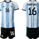 MARTINEZ #16 Argentina Hemmatröja VM 2022 Herr Kortärmad + Korta byxor
