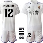 Real Madrid Hemmatröja Barn 2022-23 Kortärmad + Korta byxor med tryck MARCELO 12