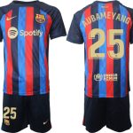 Billiga Fotbollströjor Barcelona 2023 Hemmatröja Herr Kortärmad med tryck AUBAMEYANG 25