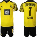 Billigt Fotbollströjor Sancho 7# Borussia Dortmund Hemmatröja Herr 2023 Kortärmad+ Korta byxor