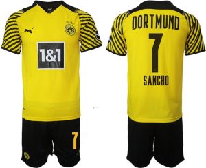 Billigt Fotbollströjor Sancho 7# Borussia Dortmund Hemmatröja Herr 2023 Kortärmad+ Korta byxor