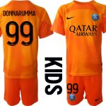 Fotbollströja Set DONNARUMMA #99 Paris Saint-Germain PSG Målvakt Barn 2023 orange Kortärmad + Korta byxor