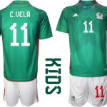 Mexiko Hemmatröja Barn VM 2022 Kortärmad + Korta byxor med namn C.VELA 11