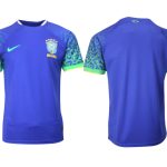 Nya Brasilien Bortatröja Herr VM 2022 Kortärmad Fotbollströjor Med Eget Namn