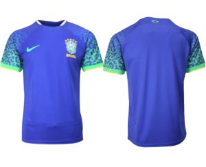Nya Brasilien Bortatröja Herr VM 2022 Kortärmad Fotbollströjor Med Eget Namn