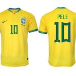 Nya Brasilien Hemmatröja Herr VM 2022 Gul Fotbollströjor med tryck PELE 10
