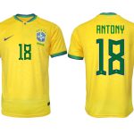 Nya Brasilien Hemmatröja Herr VM 2022 Gul Fotbollströjor med tryck RNTONY 18