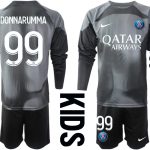 Nya Paris Saint-Germain PSG Målvakt Barn 2023 svart Långärmad Fotbollströja Set med tryck DONNARUMMA 99