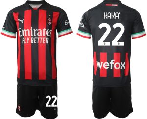 Beställa Fotbollströjor AC Milan Hemmatröja Herr 2023 Kortärmad + Korta byxor med namn KAKA’22