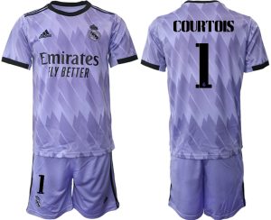 Beställa Fotbollströjor Real Madrid Bortatröja 2023 Fotbollsställ för Herr med tryck COURTOIS 1