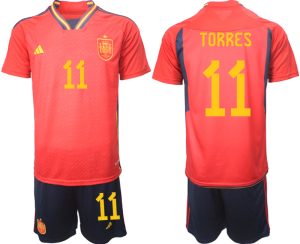 Beställa Fotbollströjor Spanien Hemmatröja Herr VM 2022 Kortärmad + Korta byxor med tryck TORRES 11