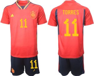 Beställa Fotbollströjor Spanien Hemmatröja Herr VM 2022 Kortärmad + Korta byxor med tryck TORRES 11