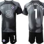 Billigt Chelsea FC 2023 Målvaktströja svart Fotbollströjor För Män ARRIZABALAGA 1 Kortärmad + Korta byxor