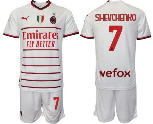 Köpa SHEVCHENKO #7 Billiga Fotbollströjor AC Milan Bortatröja Herr 2023 Kortärmad + Korta byxor