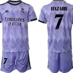Nya Real Madrid Bortatröja 2023 Herr Kortärmad + Korta byxor HAZARD 7 Fotbollströja Set