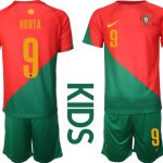 Portugal Hemmatröja Barn VM 2022 Fotbollskläder Set med tryck HORTA 9 billiga fotbollströjor