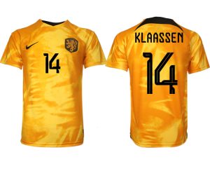 Fotbollströjor Billigt Nederländerna Hemmatröja VM 2022 Kortärmad med tryck KLAASSEN 14
