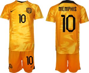 Nya fotbollströjor Nederländerna Hemmatröja VM 2022 Herr med tryck MEMPHIS 10