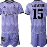 Nya Real Madrid Bortatröja 2023 Herr Kortärmad + Korta byxor VALVERDE 15