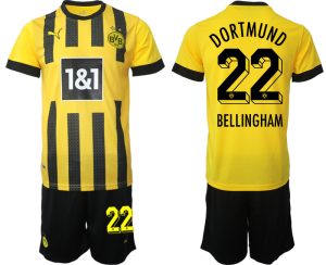 Billiga Fotbollströjor Herr Borussia Dortmund BVB Hemmatröja 2023 Kortärmad + Korta byxor BELLINGHAM 22
