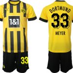 Billiga Fotbollströjor Herr Borussia Dortmund BVB Hemmatröja 2023 Kortärmad + Korta byxor MEYER 33