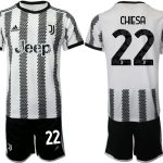 Billiga Fotbollströjor Herr Juventus Hemmatröja 2022-23 Kortärmad + Korta byxor CHIESA 22