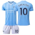 Billiga Fotbollströjor Barn Manchester City 2023-24 Hemma Tröja fotbollströja set med namn GREALISH 10
