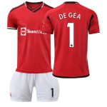 Billiga Fotbollströjor Barn Manchester United 2023-24 Kortärmad + Korta byxor DE GEA 1