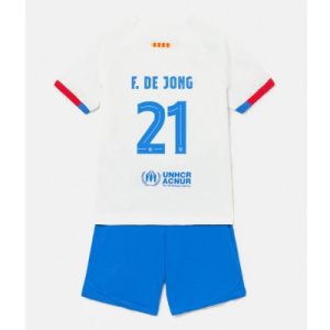 Billiga Fotbollströjor Barn FC Barcelona Bortatröja 2023-24 Kortärmad + Korta byxor Frenkie de Jong 21