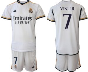 Billiga Fotbollströjor Herr Real Madrid Hemmatröja 2023-24 Kortärmad shorts VINI JR 7