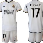 Billiga Fotbollströjor Herr Real Madrid Hemmatröja 2023-24 tröja set med namn LUCAS V 17