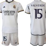 Billiga Fotbollströjor Herr Real Madrid Hemmatröja 2023-24 tröja set med namn VALVERDE 15
