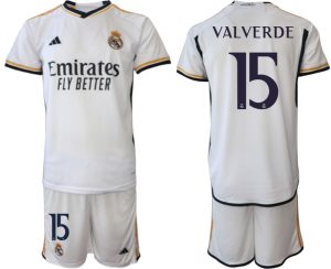 Billiga Fotbollströjor Herr Real Madrid Hemmatröja 2023-24 tröja set med namn VALVERDE 15