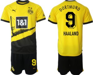 Billiga Fotbollströjor Herr Borussia Dortmund BVB Hemmatröja 2023-24 fotbollströja set med tryck HAALAND 9