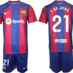 Billiga Fotbollströjor Herr FC Barcelona 2023-2024 Kortärmad shorts med tryck F.DE JONG 21